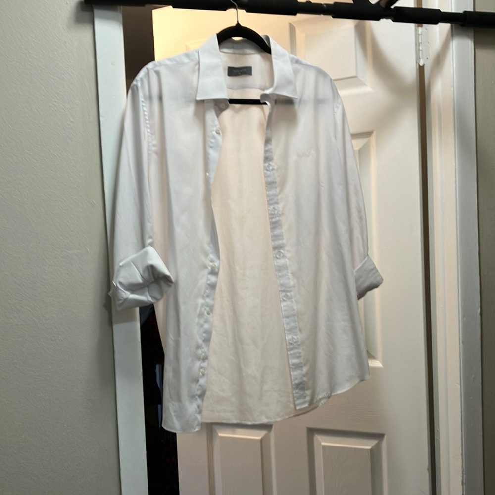 White Casual Button Down Shirt with Classic Design